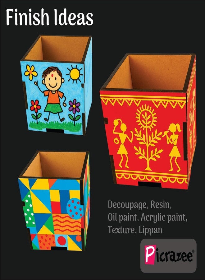 PICRAZEE مجموعة الرسم والحرف اليدوية من PICRAZEE للأطفال والكبار | مجموعة رسم مع حامل أقلام خشبي، 6 ألوان، فرشاتان، ولوحة مزج | مجموعة أنشطة إبداعية لتزيين المنزل، والمشاريع المدرسية، وممارسة الفنون - Image 2